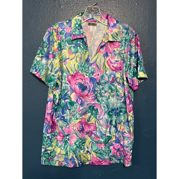 Vintage 60/70s Womens Floral Short Sleeve Blouse Size Medium Polyester USA - Picture 5 of 9